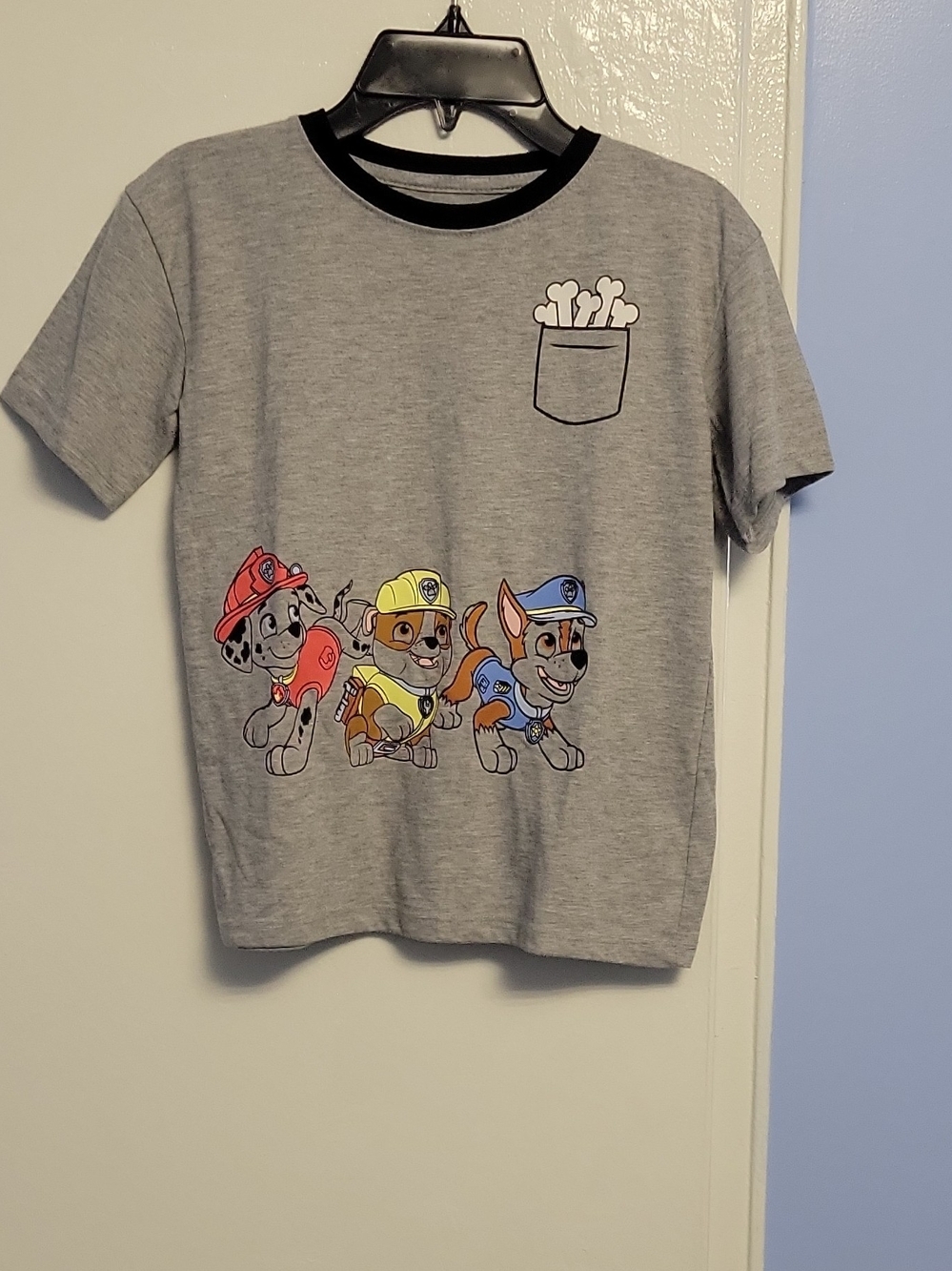 Kids Grey Paw Patrol Graphic Tee with Pocket Bones